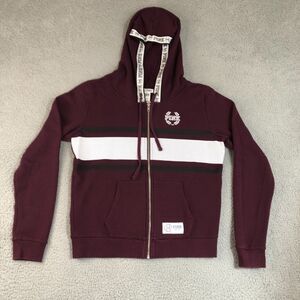 Victorias Secret PINK Hoodie Womens Large Red Athleisure Full Zip Logo Spell Out